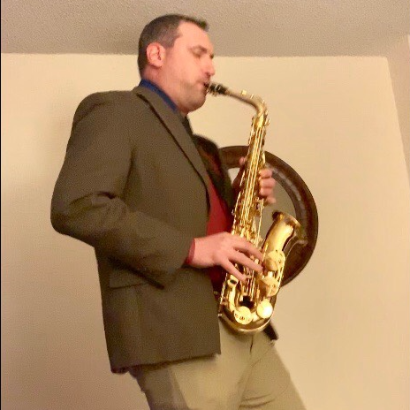 Jeremy playing saxophone